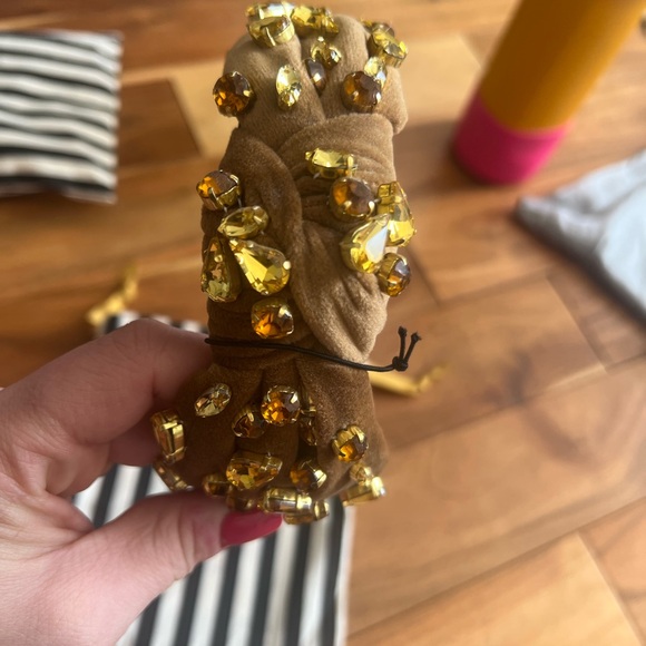 Lele Sadoughi Camel Knotted Candy Jeweled Headband with Gold Accents - Picture 3 of 3